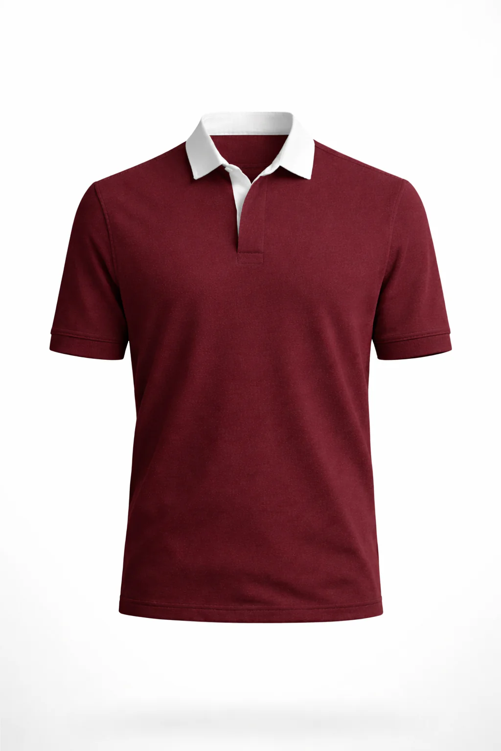 Maroon - Two Tone Johnny Collar Polo - Image 3