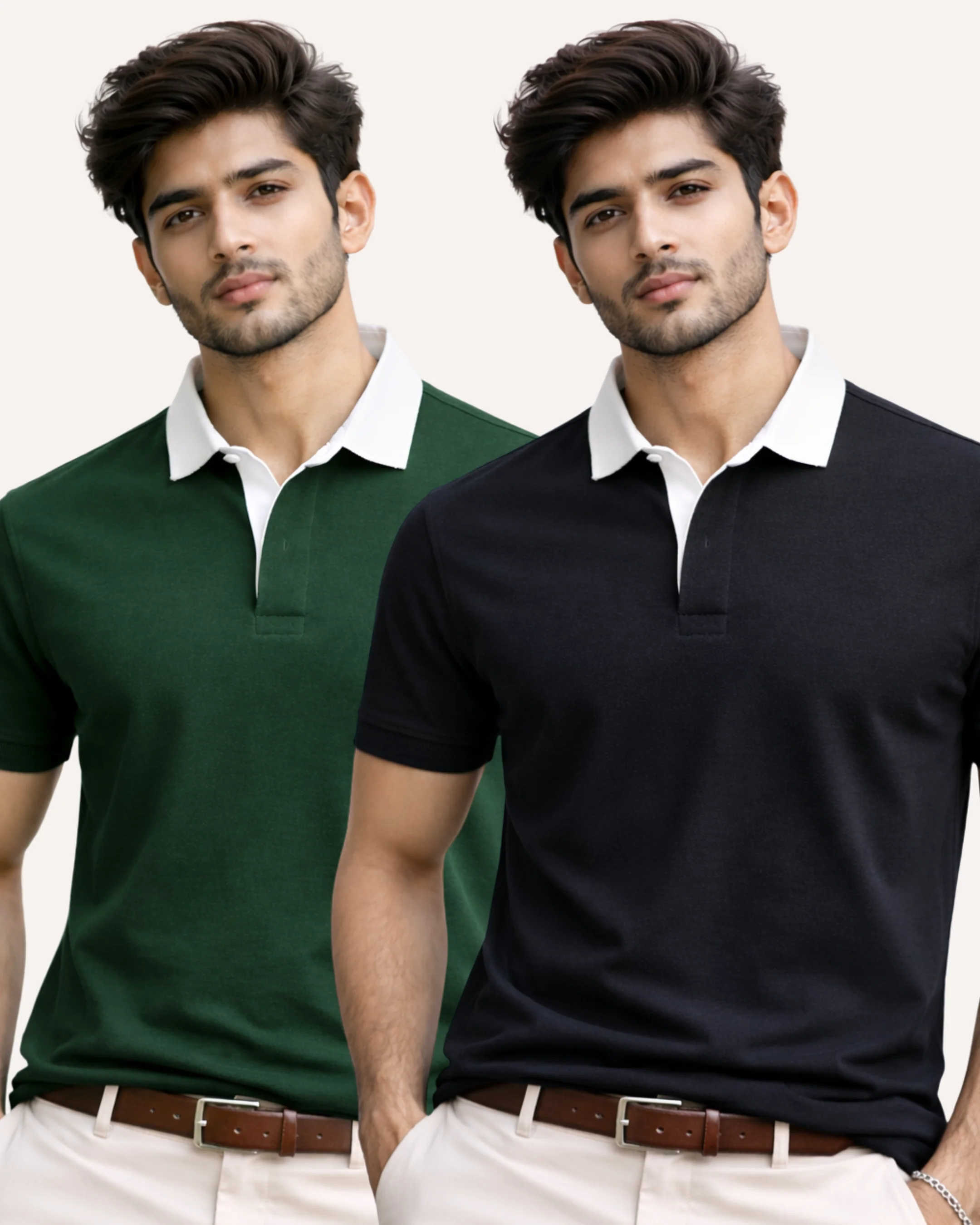 Two Tone Johnny Collar Polo